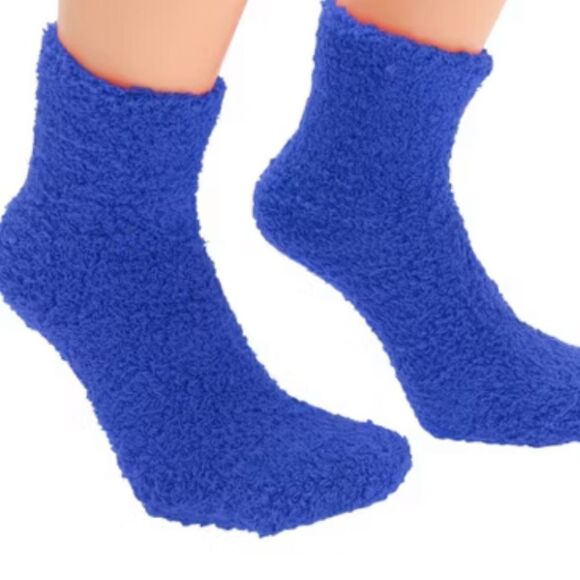 2 Pairs Blue Fuzzy Slipper Socks - Picture 1 of 1